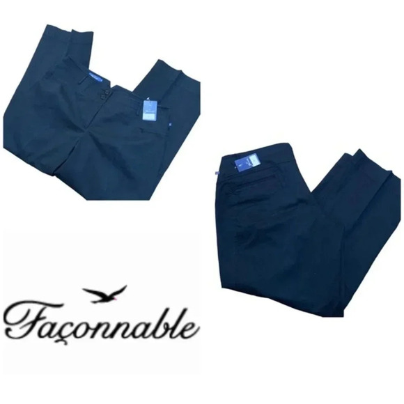 NWT Faconnable High Rise Wide Leg Black pants - Picture 1 of 8